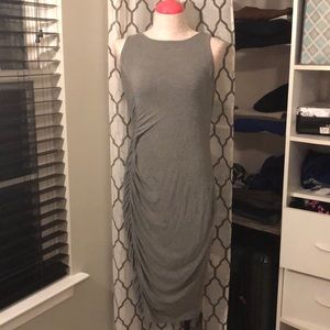 Grey torrid bodycon dress with ruching